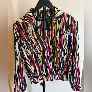 Gabrielle Union Multicolor Abstract Stripe Button-Down Shirt S